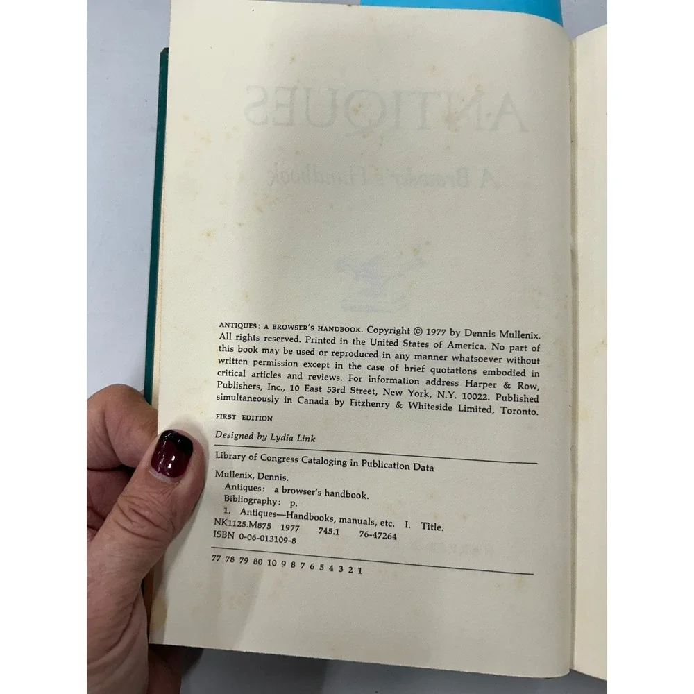 Antiques A Browser's Handbook‎ Dennis Mullenix 1977 First Edition Harper & Row